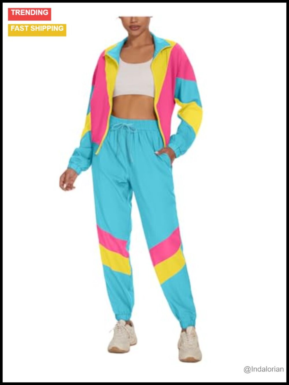 Women's 2 Piece Windbreaker Tracksuit Set Long Sleeve Jacket Jogger Pants